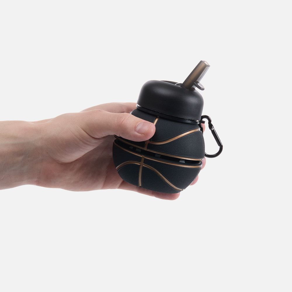 Складная бутылка для воды Basketball Flex, черная