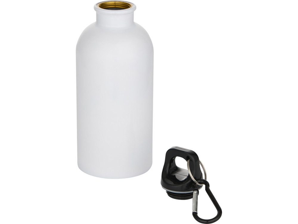 Одностенная бутылка для воды с карабином Oregon, изготовленная из нержавеющей стали, сертифицированной по стандарту RCS, объемом 400 мл - Белый