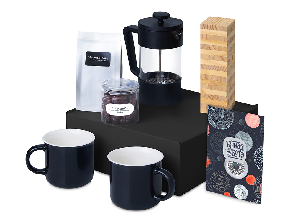 Подарочный набор Re:y. Together с френчпрессом, кружками и дженгой Подарочный набор Re:y. Together с френчпрессом, кружками и дженгой