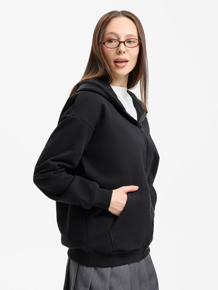 Толстовка унисекс оверсайз Sartoro, черная Толстовка унисекс оверсайз Sartoro, черная