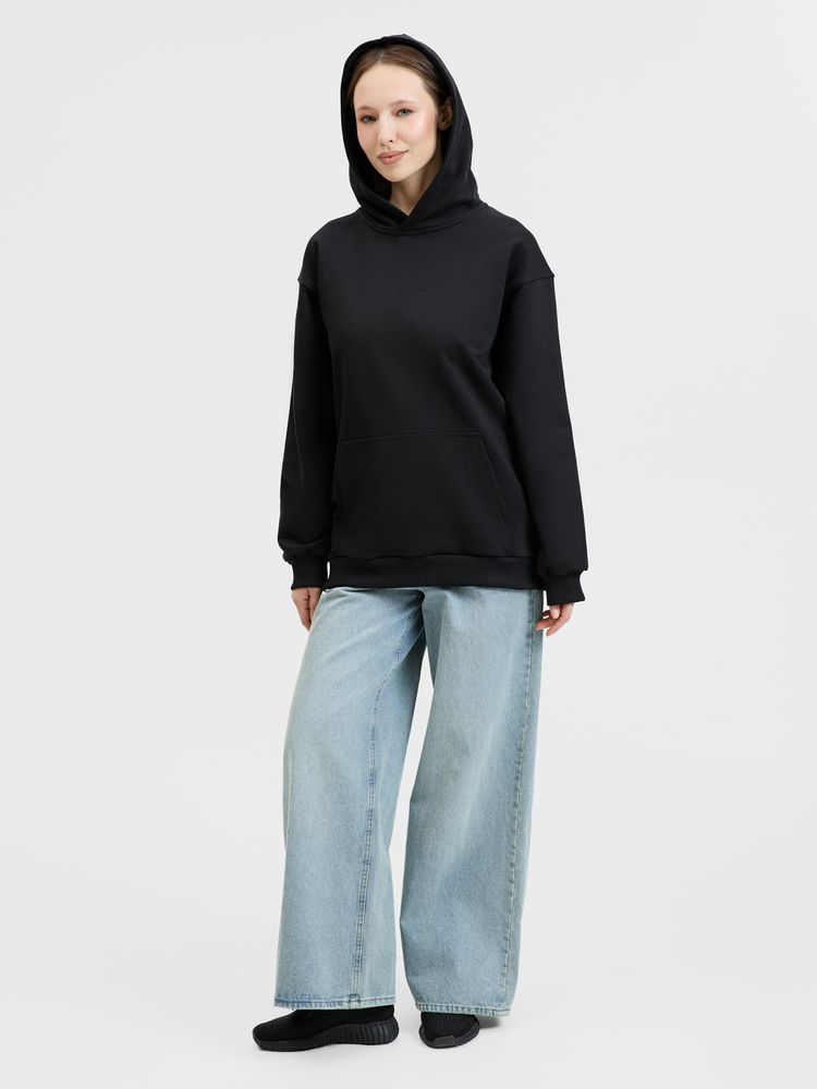 Худи унисекс оверсайз Songo, черное Худи унисекс оверсайз Songo, черное