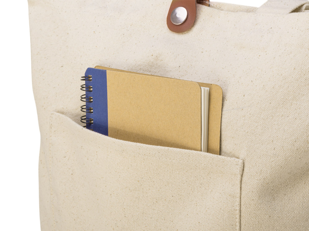 Сумка Clip из хлопка 340 г/м2 с застежкой из экокожи, натуральный