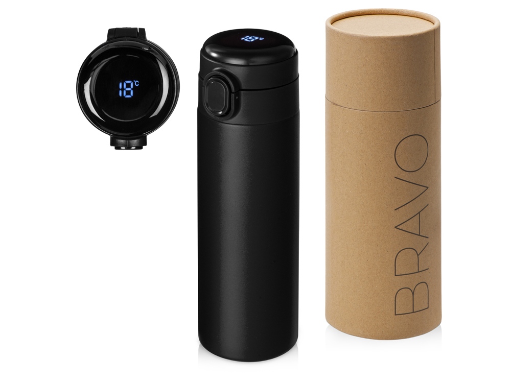 Вакуумная термокружка Waterline с медной изоляцией Bravo, 400 мл, тубус, черный