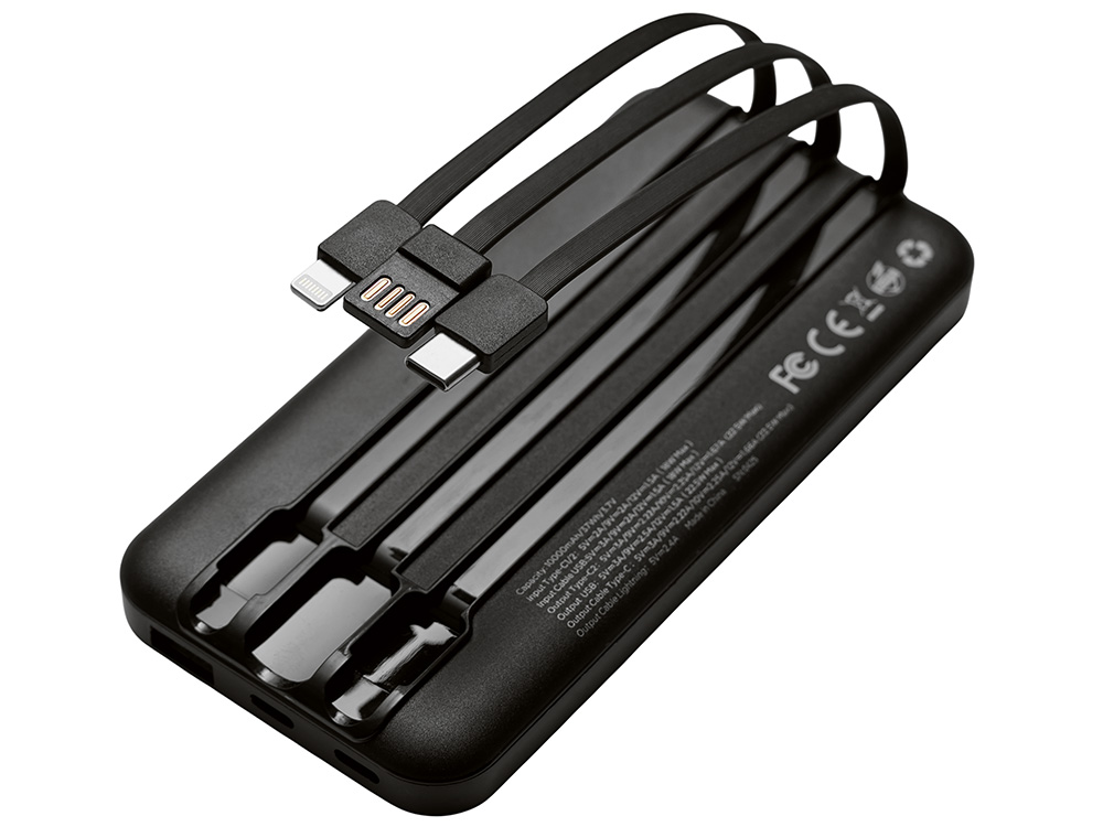 Подарочный набор Tesla с блокнотом А5, ручкой и пауэрбенком на 10 000 mAh, черный