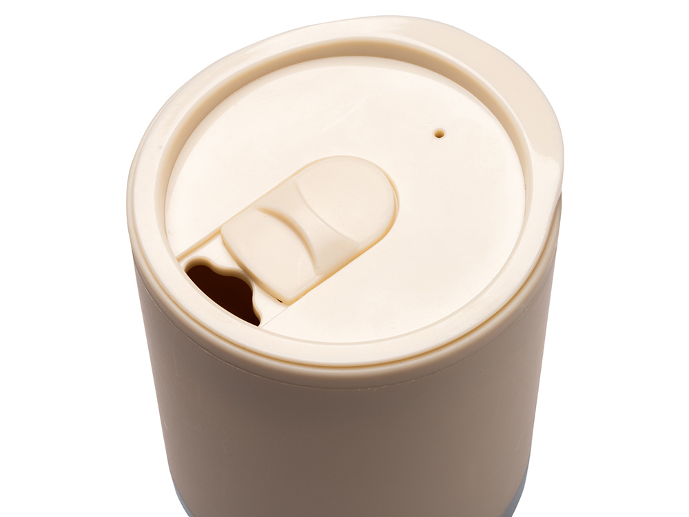 Термокружка LINDE с двойными стенками из переработанного полипропилена, бежевый