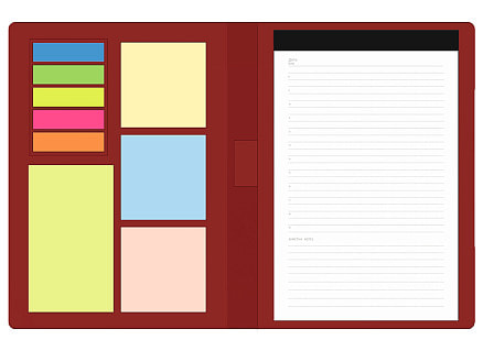 Блокнот А5 Tasmania, в твердой обложке со стикерами в линейку, красный