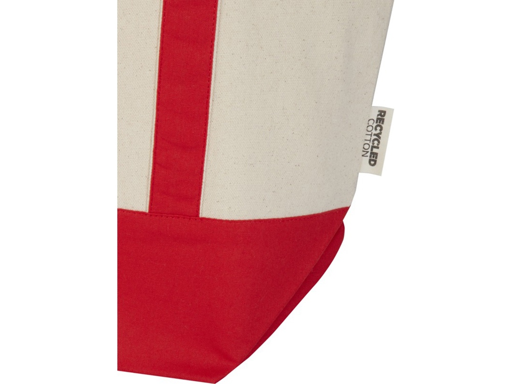 Sam эко- сумка из переработанного хлопка, сертифицированного согласно GRS, плотностью 320 г/м² - Красный / Натуральный