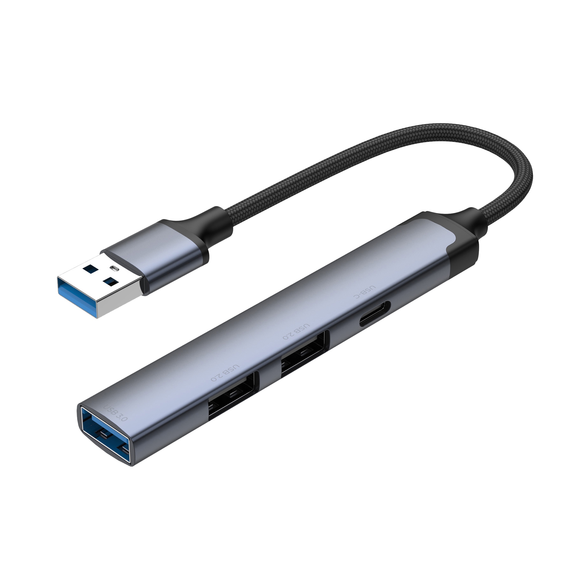 USB-хаб USB-A 3.0 + 2xUSB-A 2.0 + USB-C, серый, Deppa