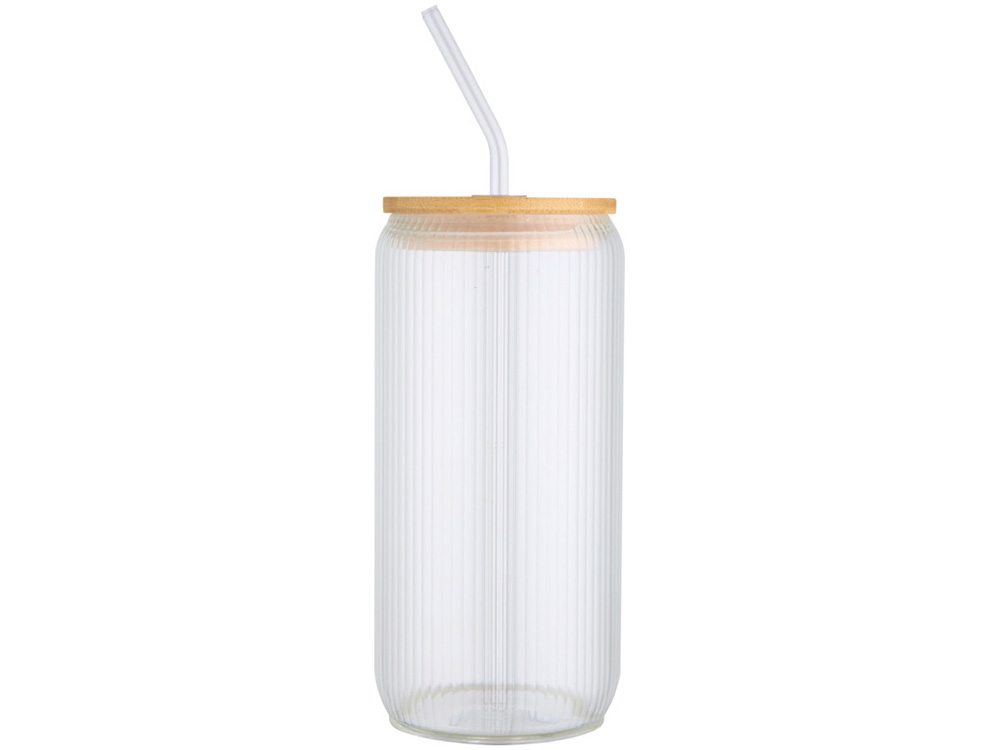 Ёмкость Mirage из боросиликатного стекла объемом 500 мл с одинарными стенками и крышкой из бамбука - Прозрачный
