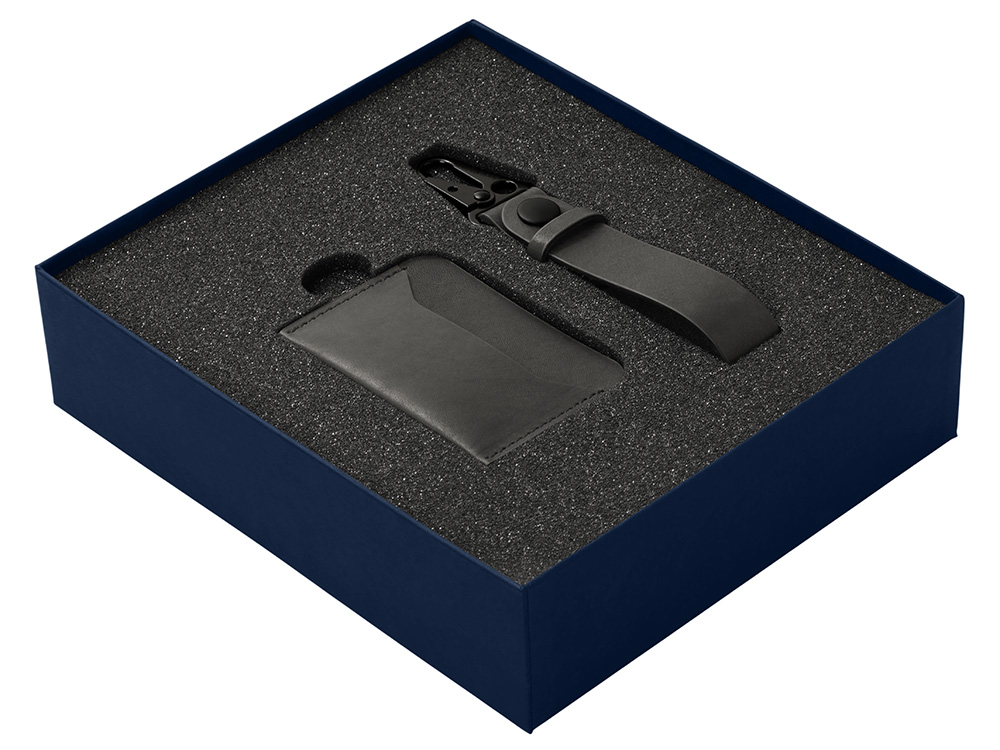 Подарочный набор Long River: картхолдер, ремешок для ключей (без лого Long River), синяя коробка