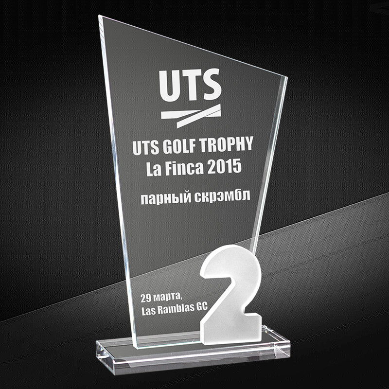 Награда из стекла с гравировкой 2 место