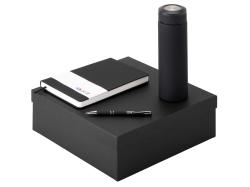 Подарочный набор с блокнотом С2, металлической ручкой и термосом, черный