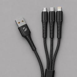 Дата-кабель Armor 3 в 1: micro USB, USB-C, Ligthning, 1.2м, черный, Deppa Дата-кабель Armor 3 в 1: micro USB, USB-C, Ligthning, 1.2м, черный, Deppa