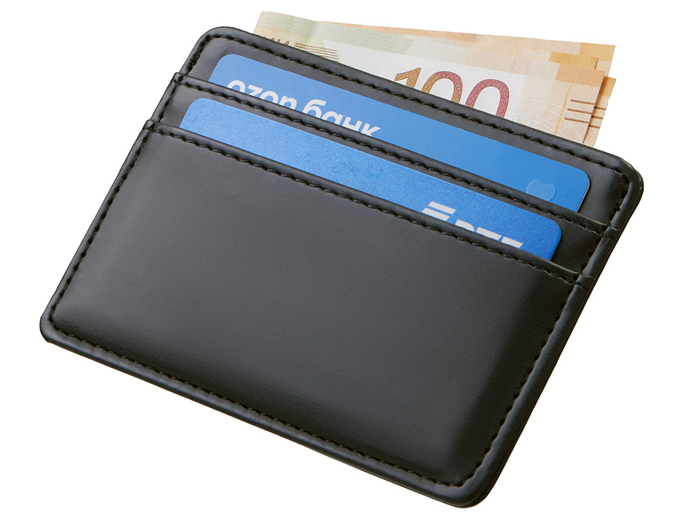 Картхолдер для двух карт и наличных денег с зажимом Crave, черный