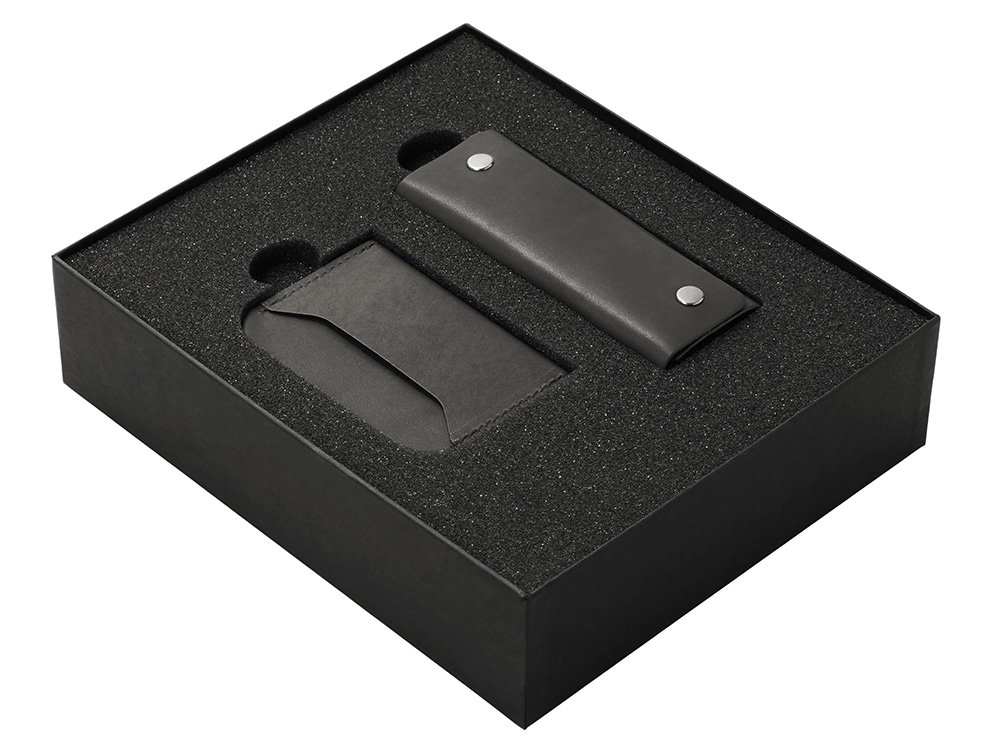 Подарочный набор Long River: картхолдер, ключница (без лого Long River), черная коробка