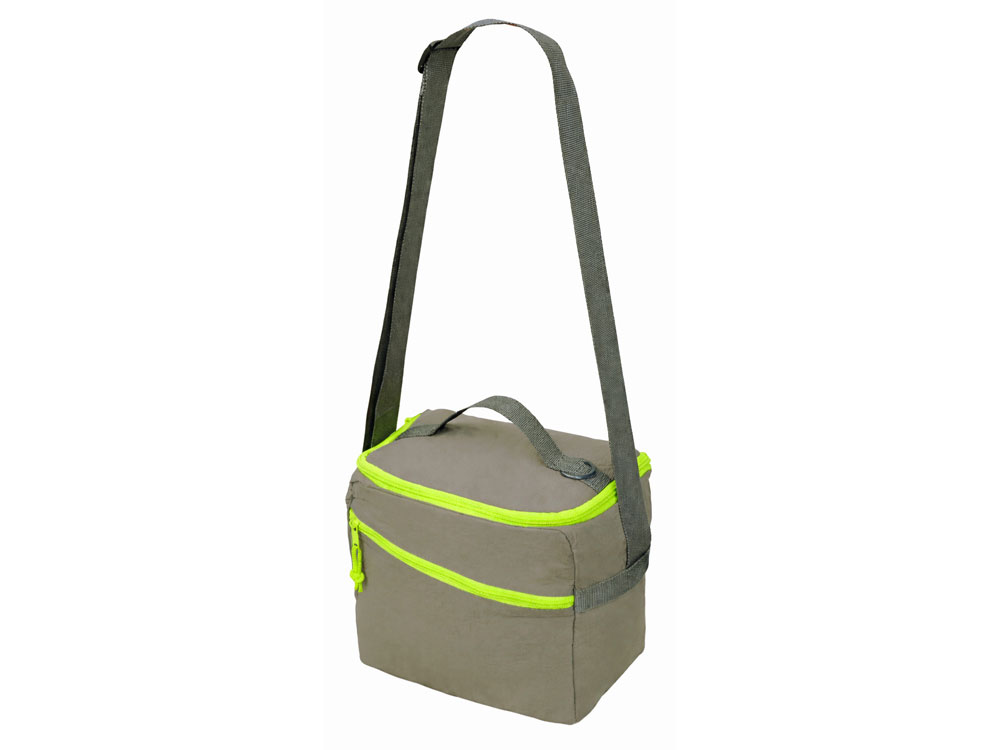Изотермическая сумка-холодильник Neo Classic c контрастной молнией, серый/зеленое яблоко