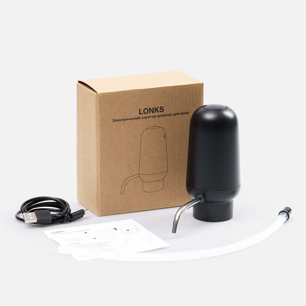 Электрический аэратор-дозатор для вина Lonks, черный