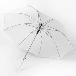 Зонт-трость с пластиковой ручкой, полуавтомат; белый; D=103 см; нейлон