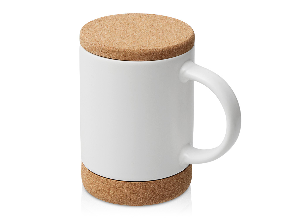Кружка 450 мл с пробковым дном с крышкой Корк & Бон, белый Кружка 450 мл с пробковым дном с крышкой Корк & Бон, белый