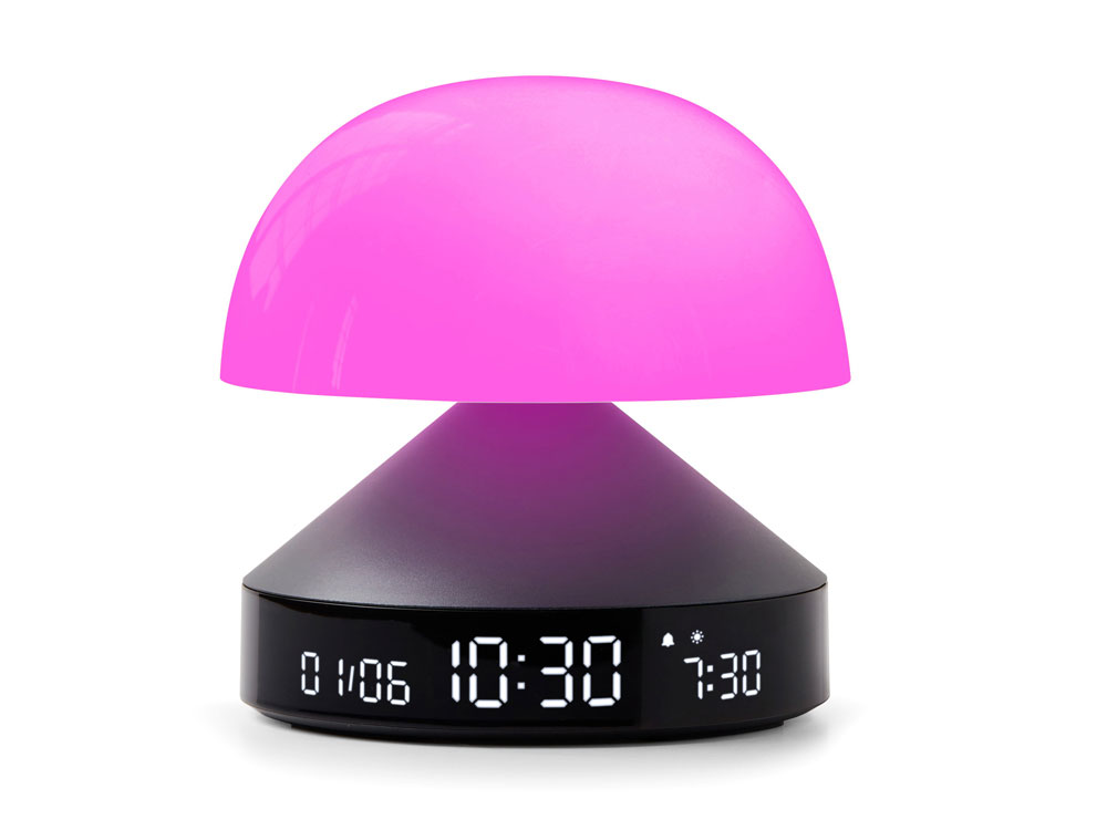 Светильник с часами и световым будильником Mina Sunrise, темно-серый