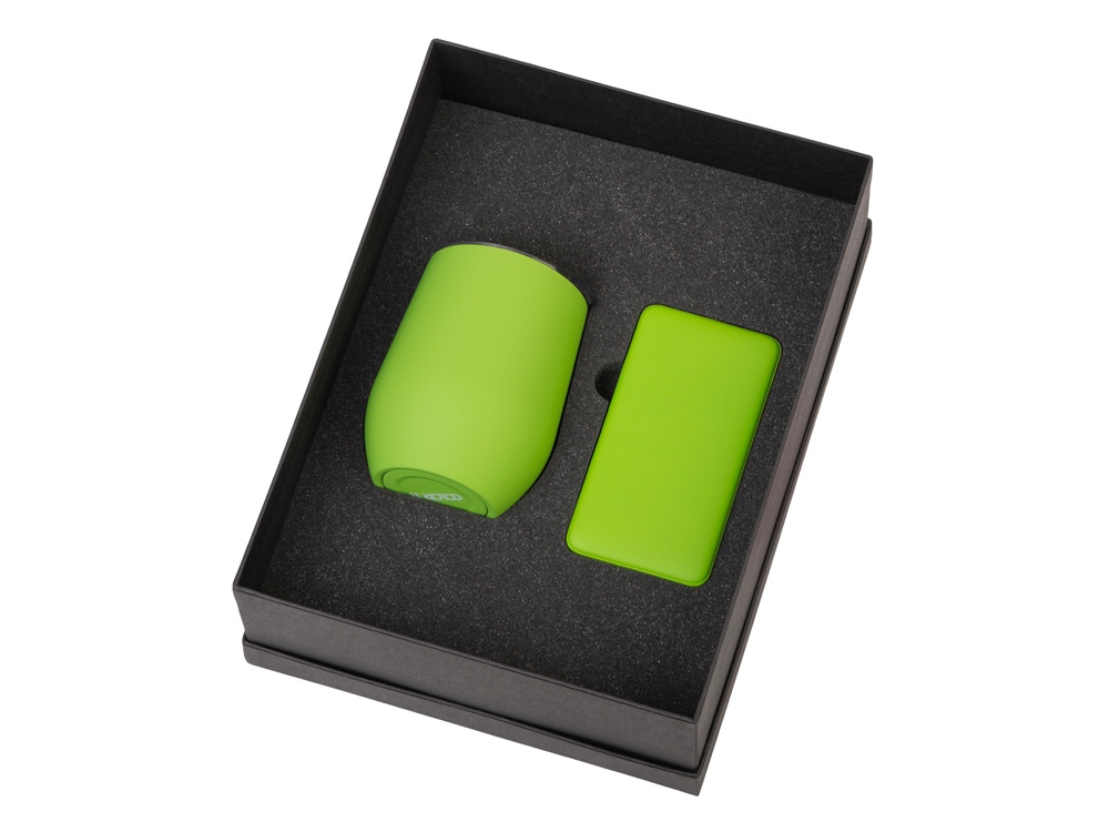 Подарочный набор с термокружкой и повербанком С1, 5000 mAh, зеленое яблоко