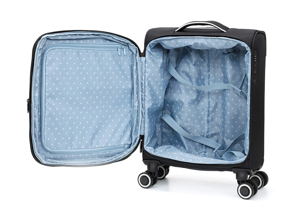 Чемодан TORBER НЕРО, чёрный, переработанный ПЭТ, 40 х 20 х 55 см, 37 л Чемодан TORBER НЕРО, чёрный, переработанный ПЭТ, 40 х 20 х 55 см, 37 л