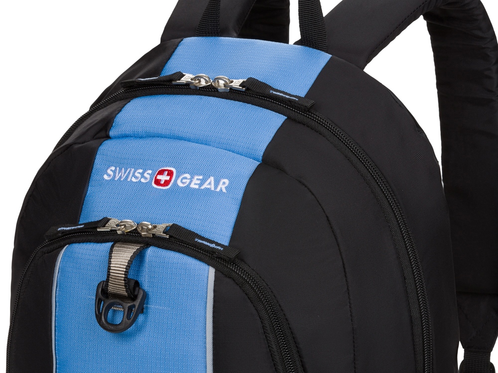 Рюкзак SWISSGEAR, чёрный/голубой, полиэстер, 32х14х45 см, 20 л