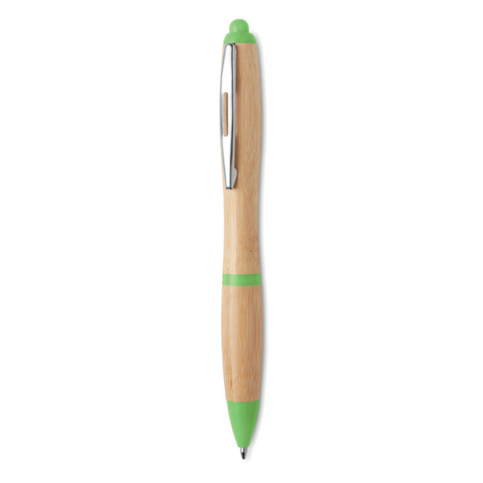 Ручка шариковая из бамбука и пластика цвета лайм