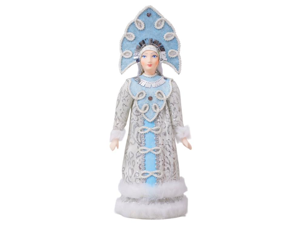 Подарочный набор: кукла фарфоровая, плед флисовый, голубой/синий