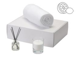 Подарочный набор White light 2.0 с пледом, диффузором, насыпной свечой