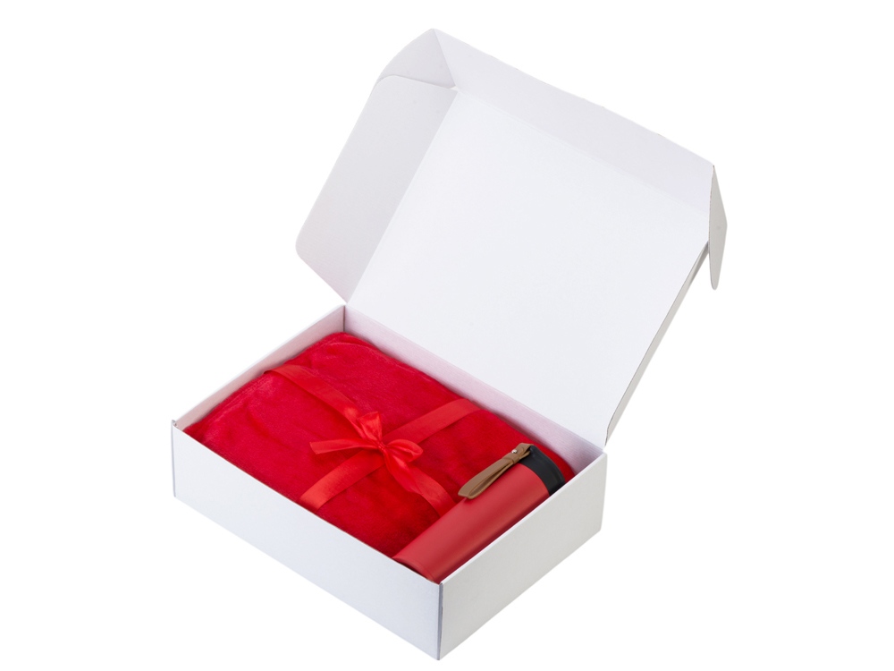 Подарочный набор с пледом, термосом Cozy hygge 2.0, красный