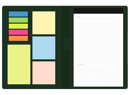 Блокнот А5 Tasmania, в твердой обложке со стикерами в линейку, зеленый