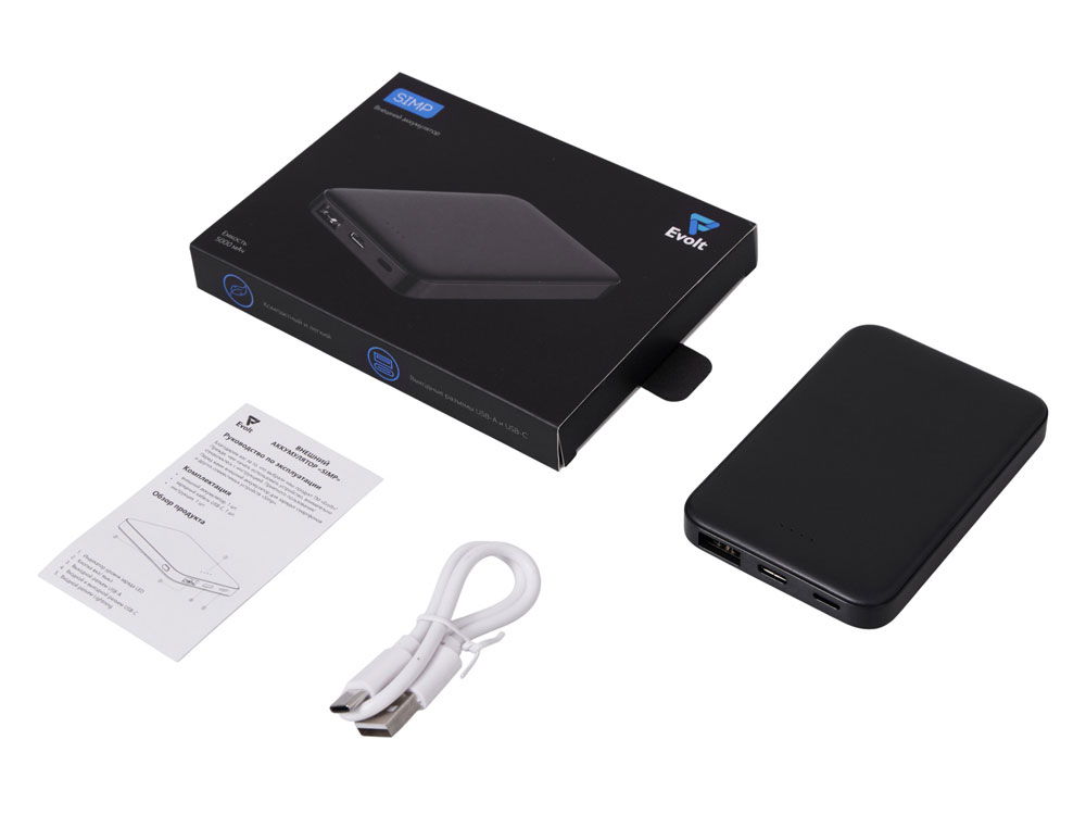 Внешний аккумулятор Simp, 5000 мАч, черный