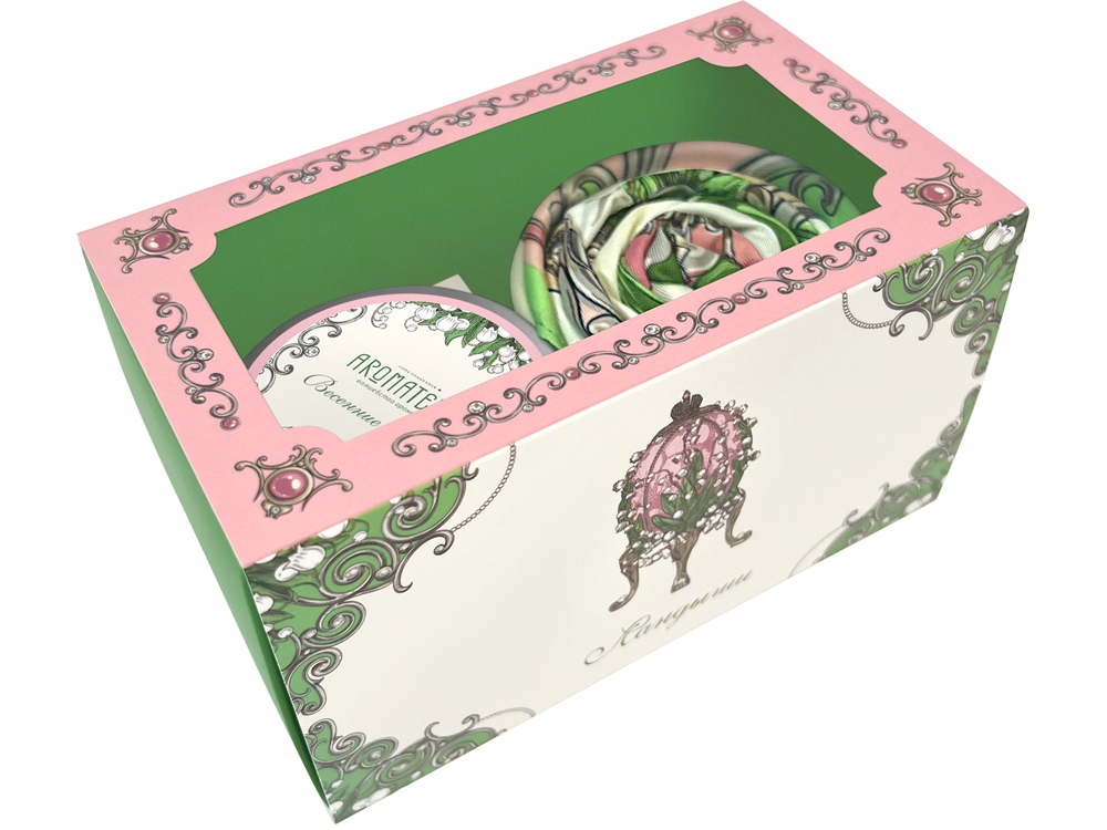 Набор: платок Ландыши и свеча Весенние цветы