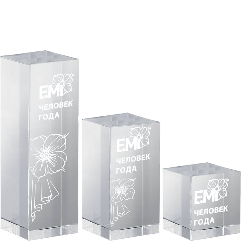 Награда из стекла с лазерной гравировкой