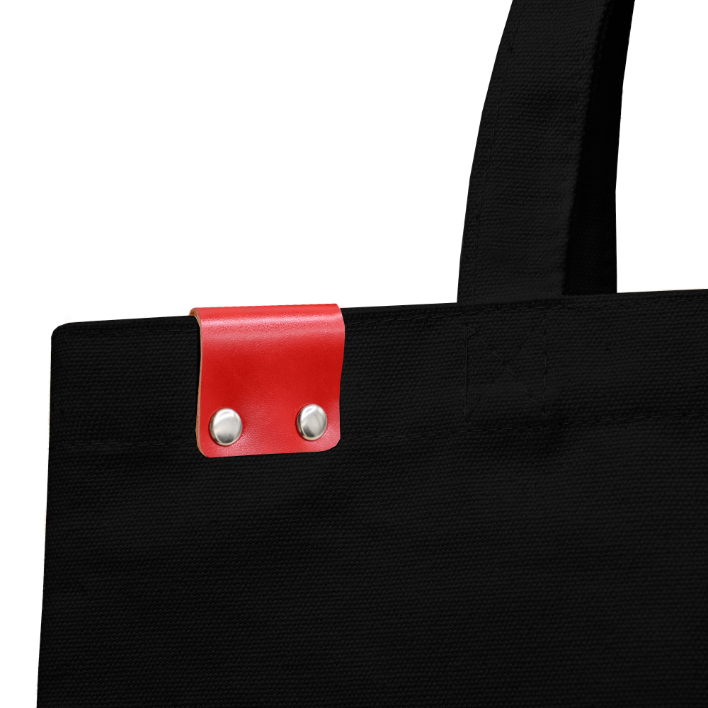 Сумка для покупок IVORY 325 г/м² с PU нашивкой, чёрный/красный
