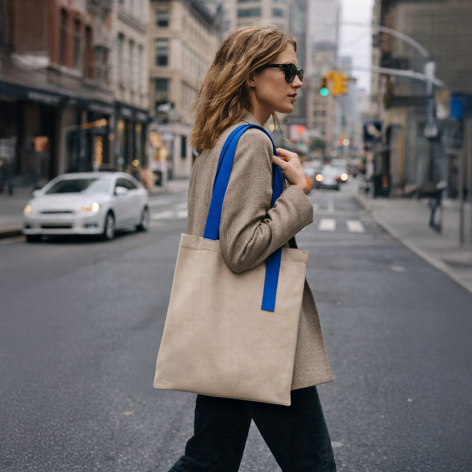 Шоппер Superbag Light, с внутренним креплением (полукольцо) (неокрашенный с синим)