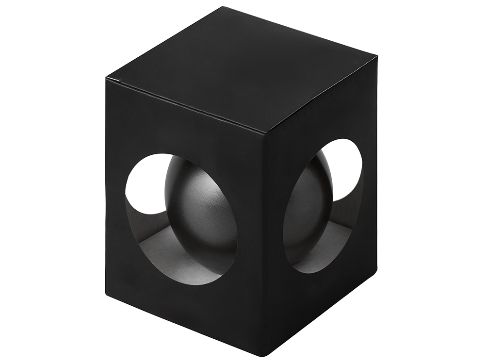 Стеклянный елочный шар Christmas bauble, черный металлик, с серебристым колпачком в черной коробке