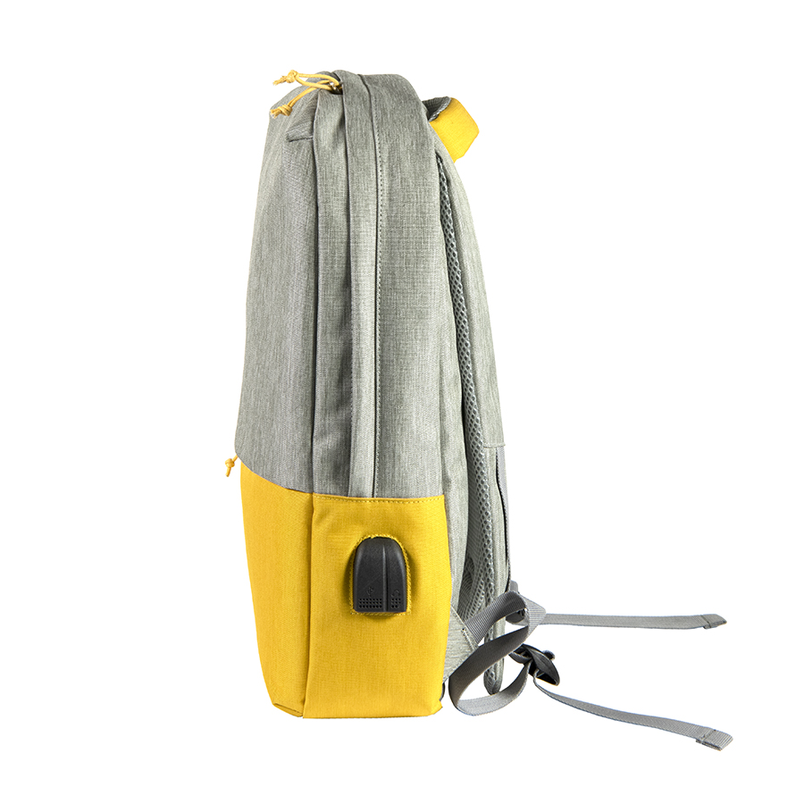 Рюкзак "Beam", серый/желтый, 44х30х10 см, ткань верха: 100% полиамид, подкладка: 100% полиэстер