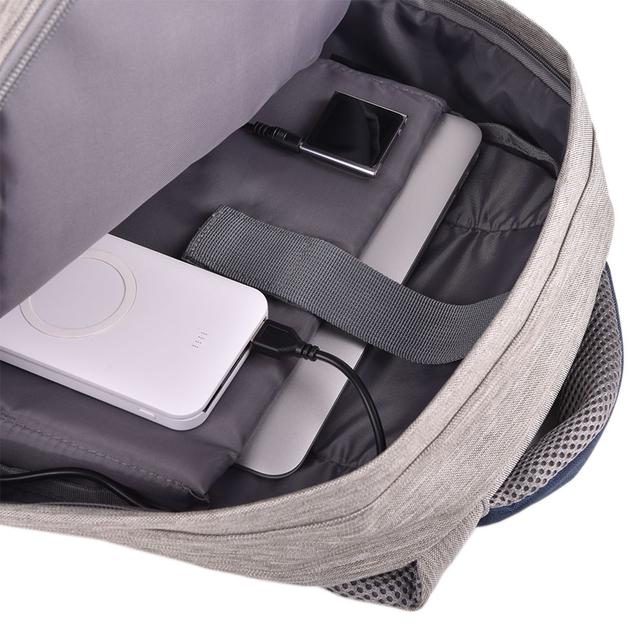 Рюкзак "Beam", серый/желтый, 44х30х10 см, ткань верха: 100% полиамид, подкладка: 100% полиэстер