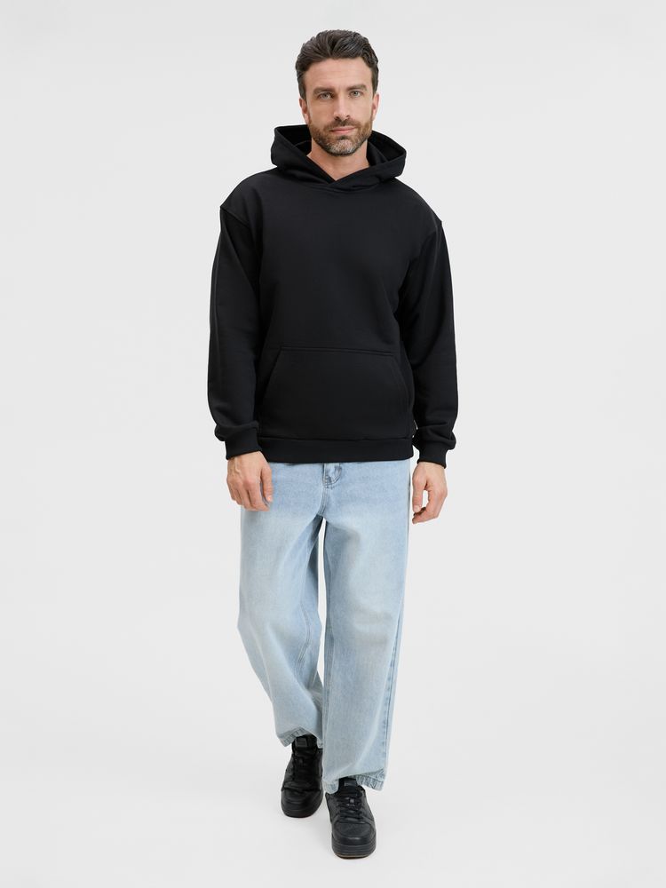 Худи унисекс оверсайз Songo, черное Худи унисекс оверсайз Songo, черное