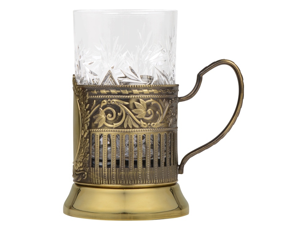 Чайный набор с подстаканником и фарфоровым чайником ЭГОИСТ-Л, золотистый/белый Чайный набор с подстаканником и фарфоровым чайником ЭГОИСТ-Л, золотистый/белый