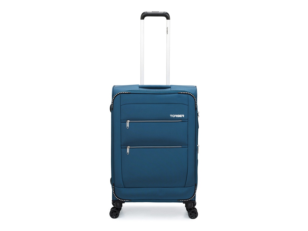 Чемодан TORBER ВИВИ, синий, полиэстер, 44 х 25 х 67 см, 63 л Чемодан TORBER ВИВИ, синий, полиэстер, 44 х 25 х 67 см, 63 л