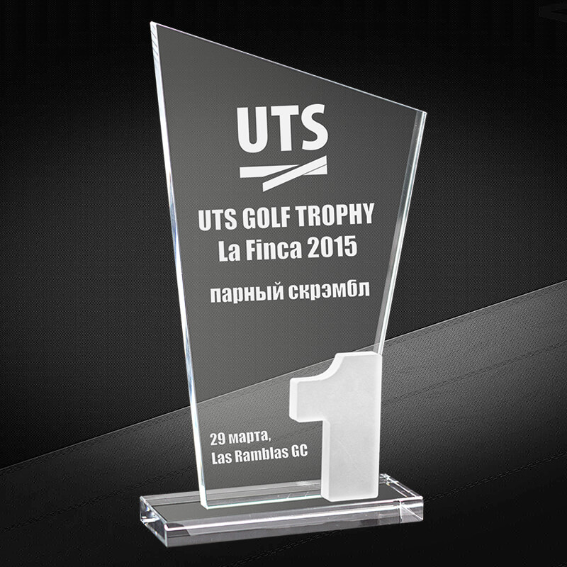 Награда из стекла с гравировкой 1 место
