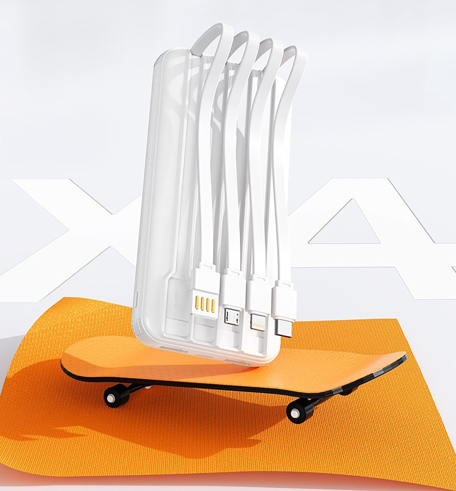 Зарядное устройство "Phantom" 10000 mAh с 4мя встроенными кабелями и цифровым индикатором заряда