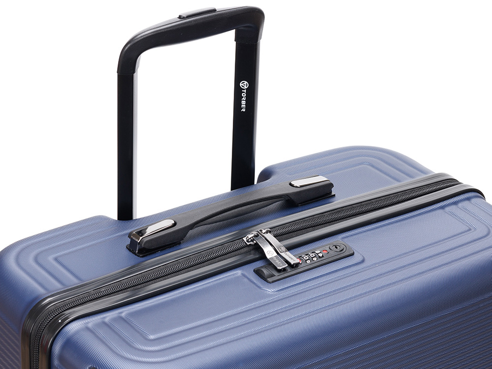 Чемодан TORBER Onego, синий, ABS-пластик, 79,5 х 51 х 29 см, 103 л