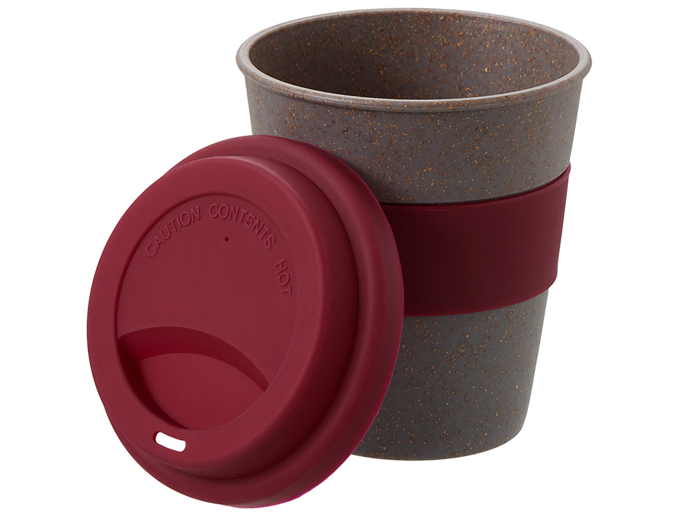 Стакан с силиконовой крышкой Cafe, burgundy Стакан с силиконовой крышкой Cafe, burgundy