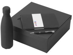 Подарочный набор с блокнотом С1, металлической ручкой и термобутылкой, черный Подарочный набор с блокнотом С1, металлической ручкой и термобутылкой, черный