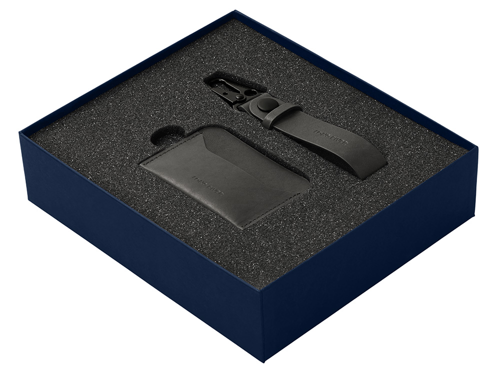 Подарочный набор Long River: картхолдер, ремешок для ключей, синяя коробка