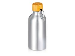 Бутылка Hip S Bamboo с карабином 400мл, серебристый Бутылка Hip S Bamboo с карабином 400мл, серебристый